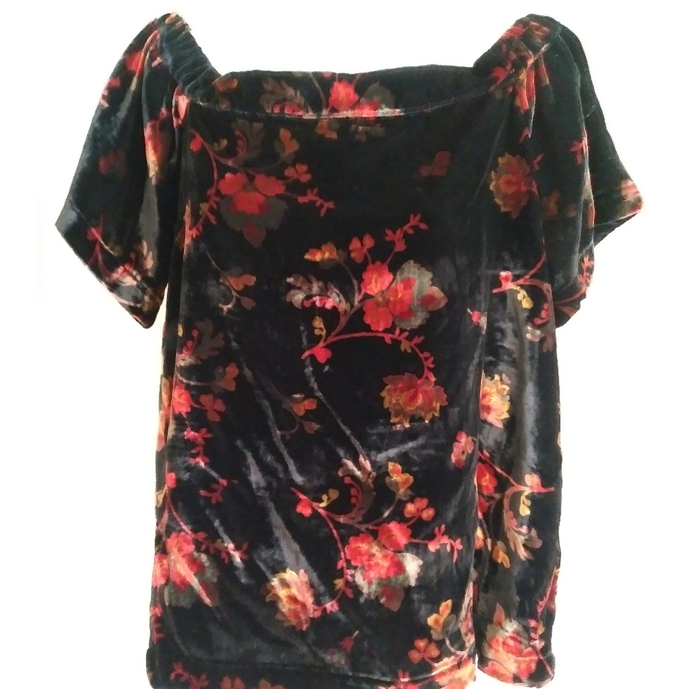 LOFT Velvet Floral Woman Blouse.